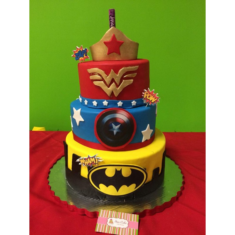 Pastel Infantil 0399 Batman Capitan America Wonder Woman