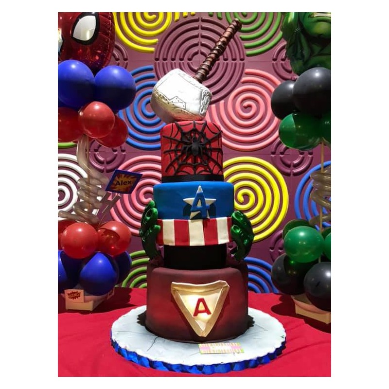 Pastel Infantil 0687 Capitan America Iron Man Spider Man Thor