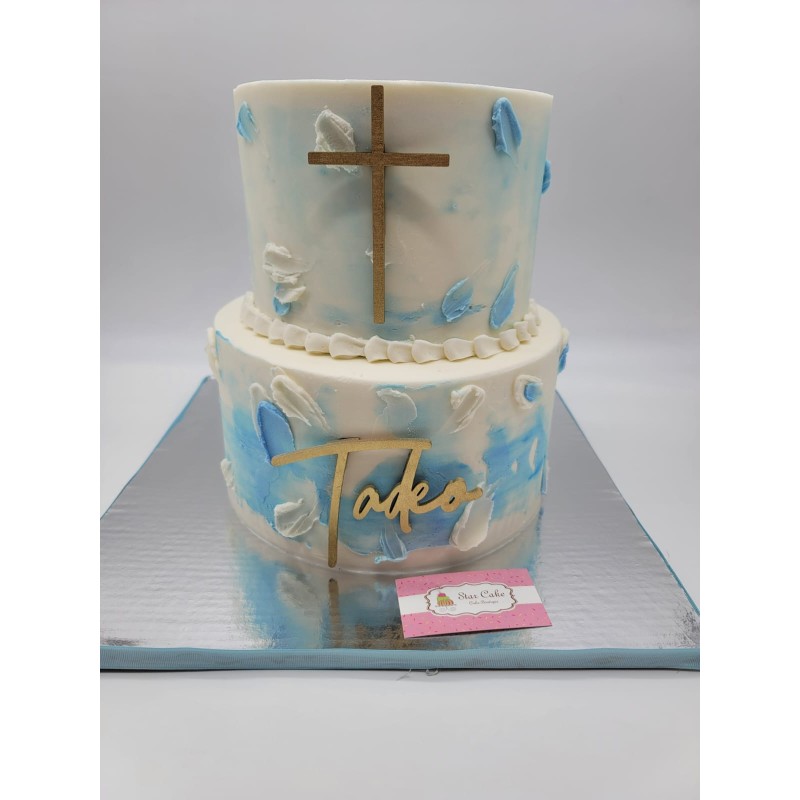 Pastel Religioso 4071 Azul y Cruz