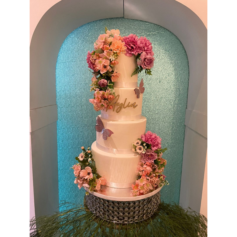 Pastel Maqueta 4219 Blanco con Flores