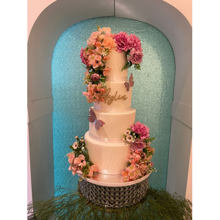 Pastel Maqueta 4219 Blanco con Flores