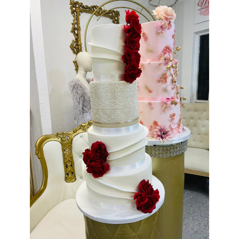 Pastel Maqueta 4225 Blanco con Flores
